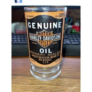 Vintage 1980s Harley Davidson Motorcycle Genuine Oil Glass Beer Mug- Made In USA